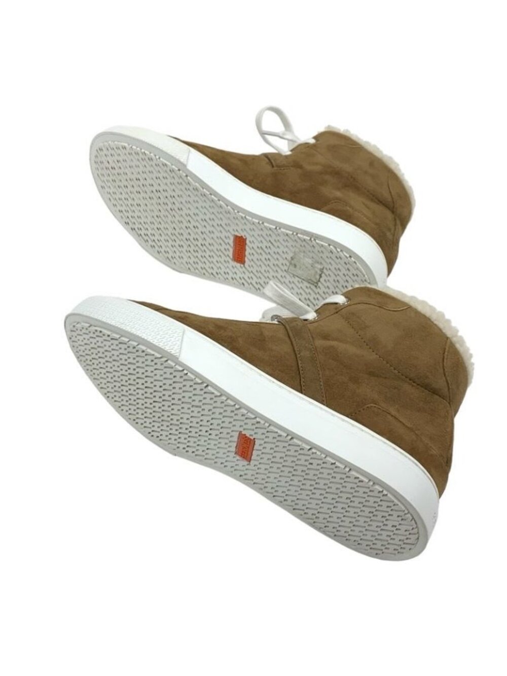 Hermes Daydream Sneakers Shoes Suede Shearling Brown Silver High Cut - Picture 6 of 10